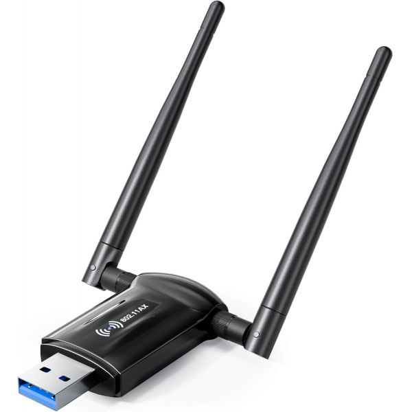 Nineplus 1800Mbps Wi-Fi 6 USB 3.0 Wireless Adapter - WiFi Dongle for Desktop PC & Laptop, Win11/10 Compatible, Black